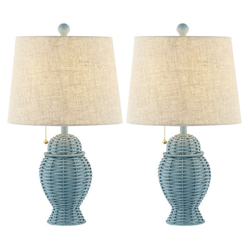 Margie Wicker 20.5" Bohemian Rustic Iron LED Table Lamp - JONATHAN Y